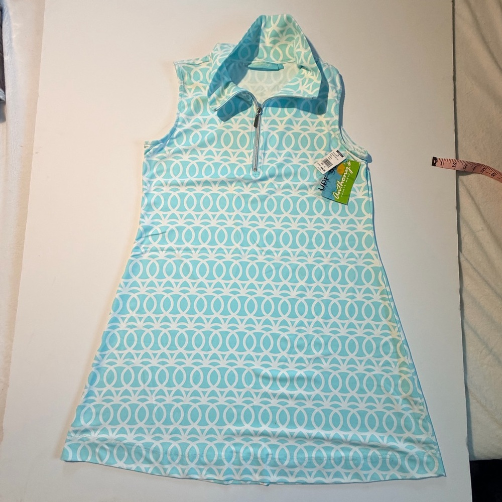 Anthony Blue White UPF50+ Zip Sleeveless Dress